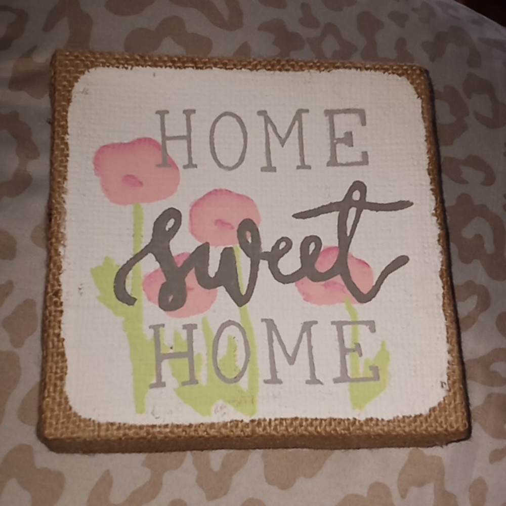 Ashland Burlap Spring Home Sweet Home Accent Wall Decor Plaque